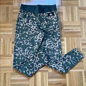 ADIDAS Leopard Print Camoflauge Green Training Tights / Leggings M
